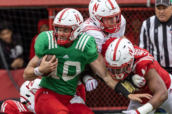 Heinrich Haarberg 2023-04-15 Nebraska football spring scrimmage No. 2 recrop new